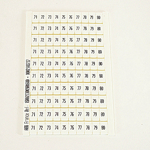 Entrelec 0233 009.06 RC610, Horizontal Marking Cards, Legend: 71 - 80 Entrelec 0233 009.06