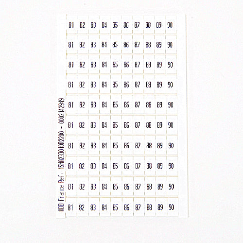 Entrelec 0233 010.22 RC610, Horizontal Marking Cards, Legend: 81 - 90 Entrelec 0233 010.22