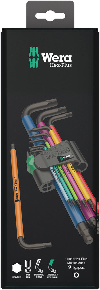 Wera Tools 05073593001 950 SPKL/9 SM N Multicolour L-key set, metric, BlackLaser, 9 pieces Wera Tools 5073593001