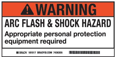 Brady 101519 Arc Flash/Shock Hazard Label Brady 101519
