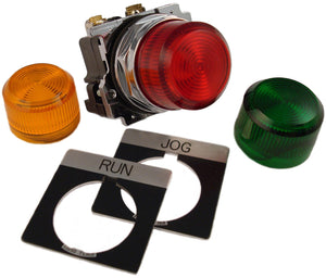 Eaton 10250T34R-POP Indicator Light, Red, Green, Amber, 120VAC, 2 Plates, 30mm, P-O-P Eaton 10250T34R-POP