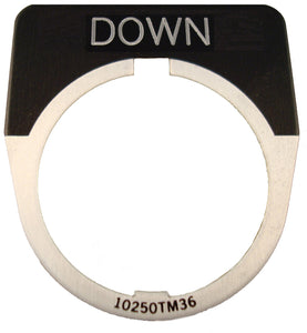 Eaton 10250TM12 30mm Legend Plate, Down, Black Field Eaton 10250TM12