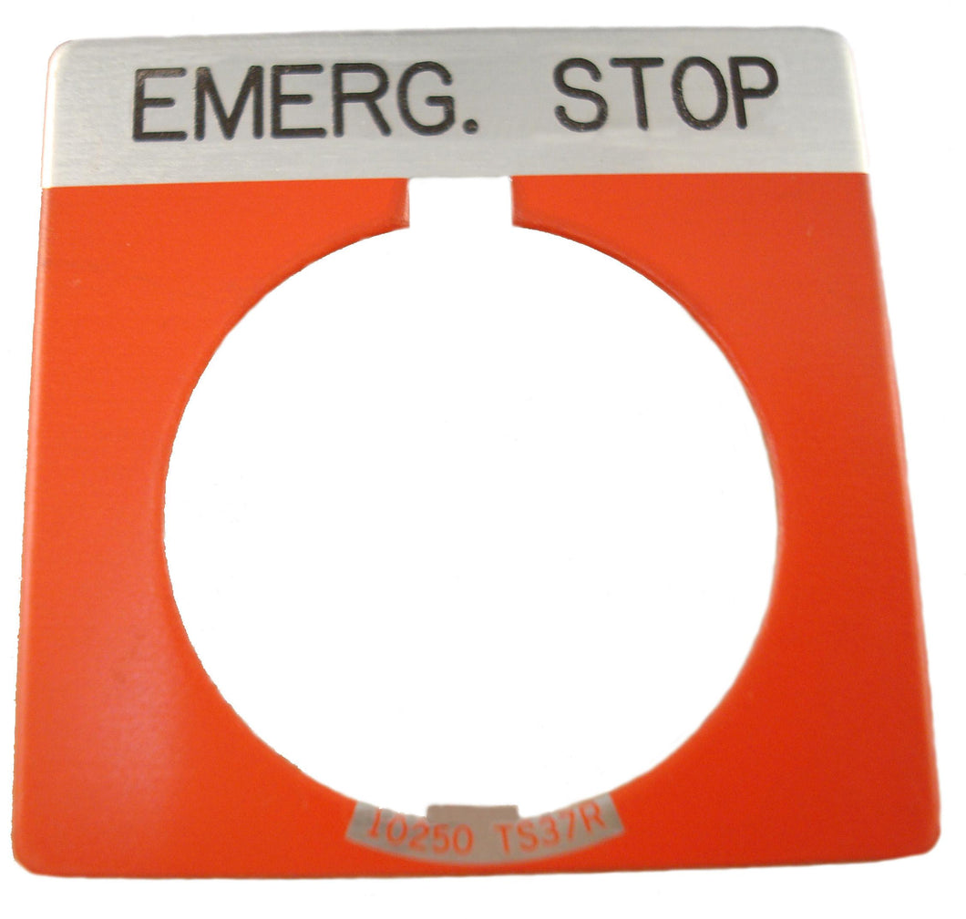 Eaton 10250TS13 30mm Legend Plate, Emergency Stop, Red Field Eaton 10250TS13