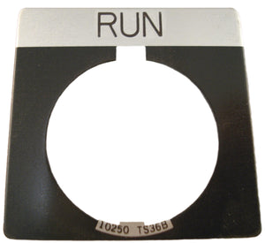 Eaton 10250TS31 30mm Legend Plate, Run, Black Field Eaton 10250TS31