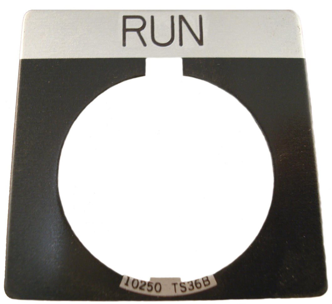 Eaton 10250TS31 30mm Legend Plate, Run, Black Field Eaton 10250TS31