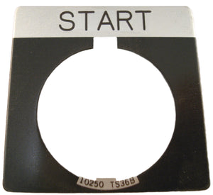 Eaton 10250TS33 30mm, Legend Plate, START, Black Field, Square Eaton 10250TS33