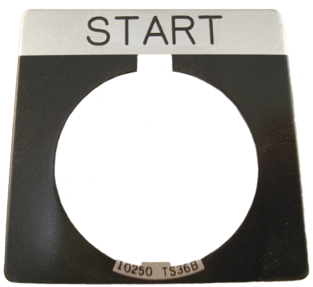 Eaton 10250TS33 30mm, Legend Plate, START, Black Field, Square Eaton 10250TS33