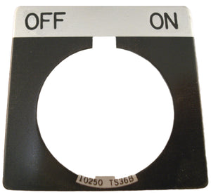 Eaton 10250TS42 30mm, Legend Plate, OFF-ON, Black Field, Square Eaton 10250TS42