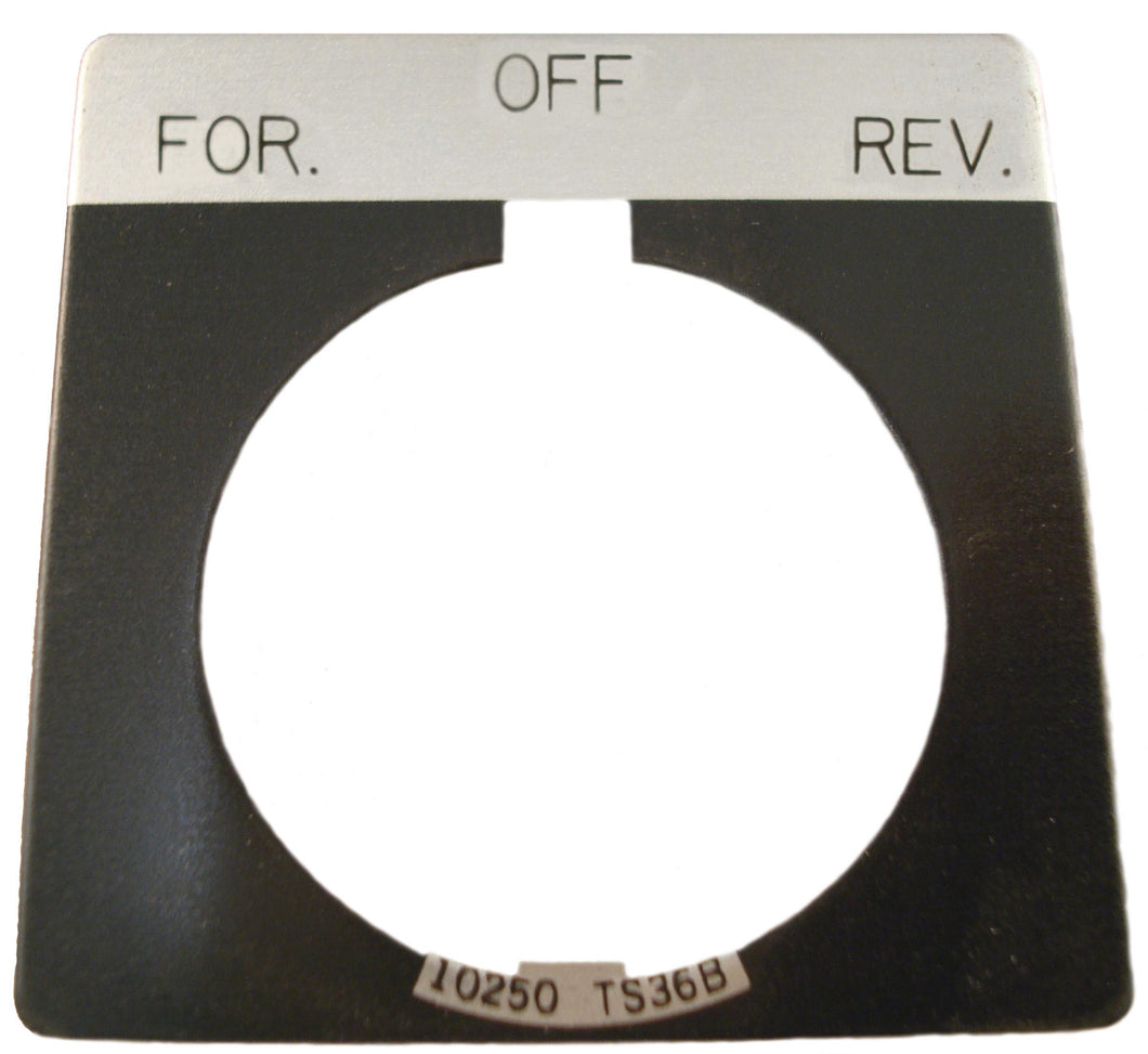 Eaton 10250TS50 30mm Legend Plate, Forward-Off-Reverse, Black Field  Eaton 10250TS50