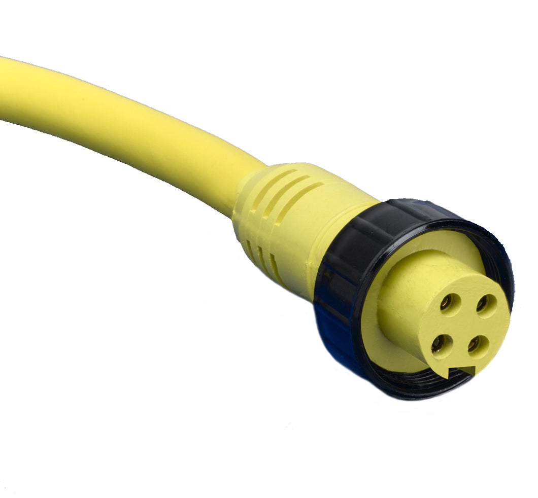 Woodhead 104000A01F120 Cordset, 4P, Mini-Change, Female, 10A, 600V AC/DC, Yellow, 12' Woodhead 104000A01F120