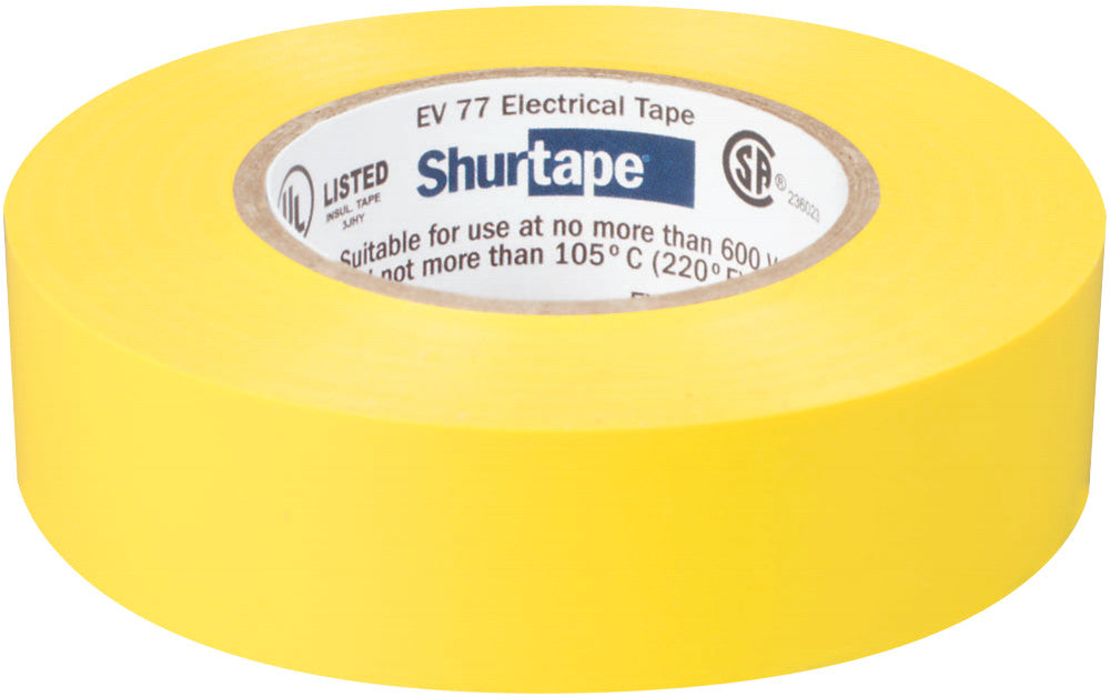 Shurtape 104840 Color Coding Electrical Tape, Vinyl, Yellow, 3/4