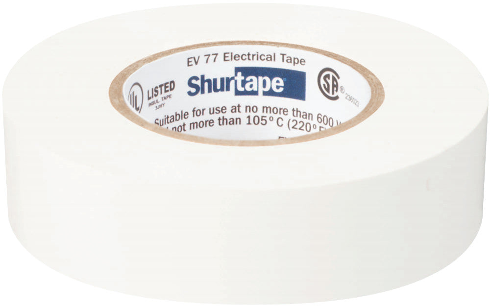 Shurtape 104847 Color Coding Electrical Tape, Vinyl, White, 3/4