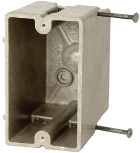 Allied Moulded 1098-N Switch/Outlet Box, 1-Gang, Depth: 3-1/4", Nail-On, Non-Metallic Allied Moulded 1098-N