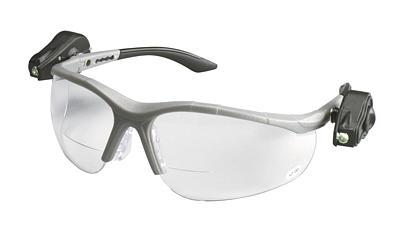 3M 11478 Reader Protective Eyewear, 2.0 Bifocal Clear Lens, Gray Frame w/ LED Lights 3M 11478