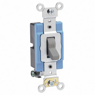 Leviton 1201-2GY Single-Pole Toggle Switch, 15A, 120/277V, Gray, Industrial Grade Leviton 1201-2GY