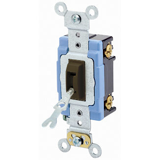 Leviton 1201-2L Single-Pole Locking Toggle Switch, 15A, 120/277V, Brown, Industrial Leviton 1201-2L