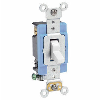 Leviton 1204-2W 4-Way Toggle Switch, 15A, 120/277V, White, Industrial Grade Leviton 1204-2W