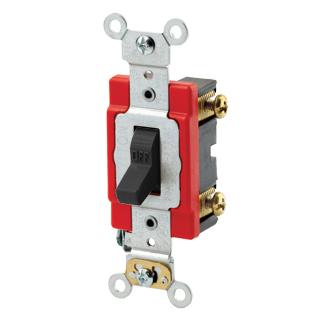 Leviton 1221-2E Single-Pole Toggle Switch, 20A, 120/277V, Black Industrial Grade Leviton 1221-2E