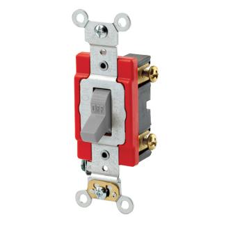 Leviton 1221-2GY Single-Pole Toggle Switch, 20A, 120/277V, Gray, Industrial Grade Leviton 1221-2GY