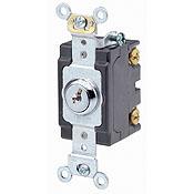 Leviton 1221-2KL Single-Pole Key Lock Power Switch, 20A, 120/277V, Nickel Plated Leviton 1221-2KL