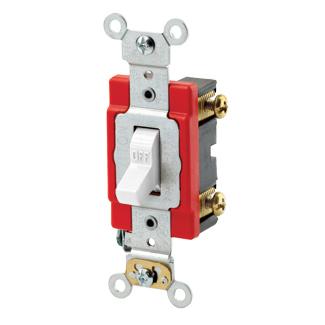 Leviton 1221-2W Toggle Switch, 1-Pole, 20A, 120/277V, Industrial Grade, White Leviton 1221-2W