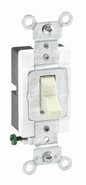 Leviton 1221-SW Heavy Duty Single-Pole Toggle Switch, 20A, 120/277V, White, Industrial Leviton 1221-SW