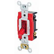 Leviton 1222-PLR Double-Pole Pilot Light Toggle Switch, 20A,120V, Red, LIT WHEN ON Leviton 1222-PLR