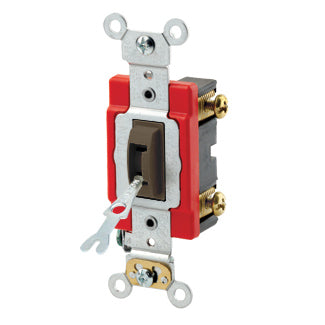 Leviton 1223-2L 3-Way Locking Toggle Switch, Brown Leviton 1223-2L