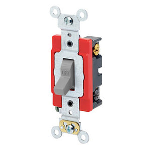 Leviton 1224-2GY 4-Way Toggle Switch, 20A, 120/277V, Gray, Industrial Grade Leviton 1224-2GY