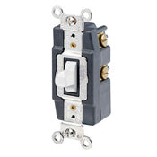 Leviton 1256-W Momentary Toggle Switch, 1-Pole, Double Throw, Center OFF, 15A, White Leviton 1256-W