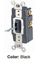 Leviton 1257-L Single-Pole Locking Momentary Switch, 20A, Double Throw, Black Leviton 1257-L