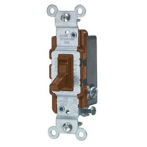 Leviton 1453-2 3-Way Toggle Switch, 15A, 120VAC, Brown, Residential Grade Leviton 1453-2