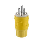 Leviton 14W34 15 Amp Watertight Plug, 277V, 7-15P, Rubber, Yellow,Grounding Leviton 14W34