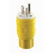 Leviton 14W48 20 Amp Watertight Plug, 250V, 6-20P, Rubber, Yellow, Grounding Leviton 14W48