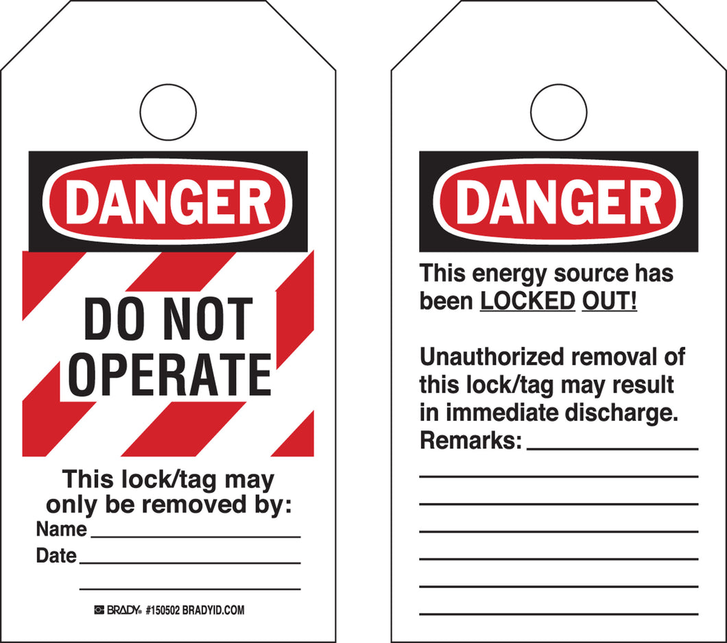 Brady 150501 Do Not Operate Safety Tag Roll  Brady 150501