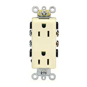 Leviton 16242-I Duplex Receptacle, Decorator, 15A, 125V, Ivory, Heavy-Duty Leviton 16242-I