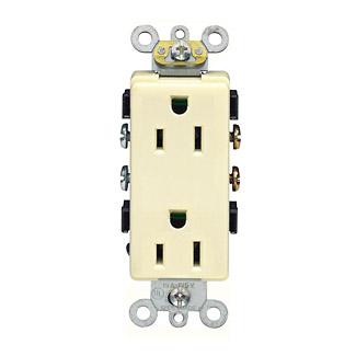 Leviton 16242-I Duplex Receptacle, Decorator, 15A, 125V, Ivory, Heavy-Duty Leviton 16242-I
