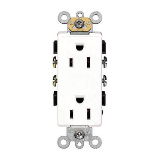 Leviton 16242-W Duplex Receptacle, Decorator, 15A, 125V, White, Heavy-Duty Leviton 16242-W