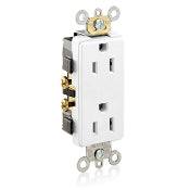 Leviton 16252-W 15A Duplex Receptacle, Decora, White, 125V, Commercial Grade, 5-15R Leviton 16252-W