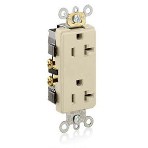Leviton 16342-I 20A Decora Duplex Receptacle, 125V, 5-20R, Ivory, Side Wired, Spec Leviton 16342-I