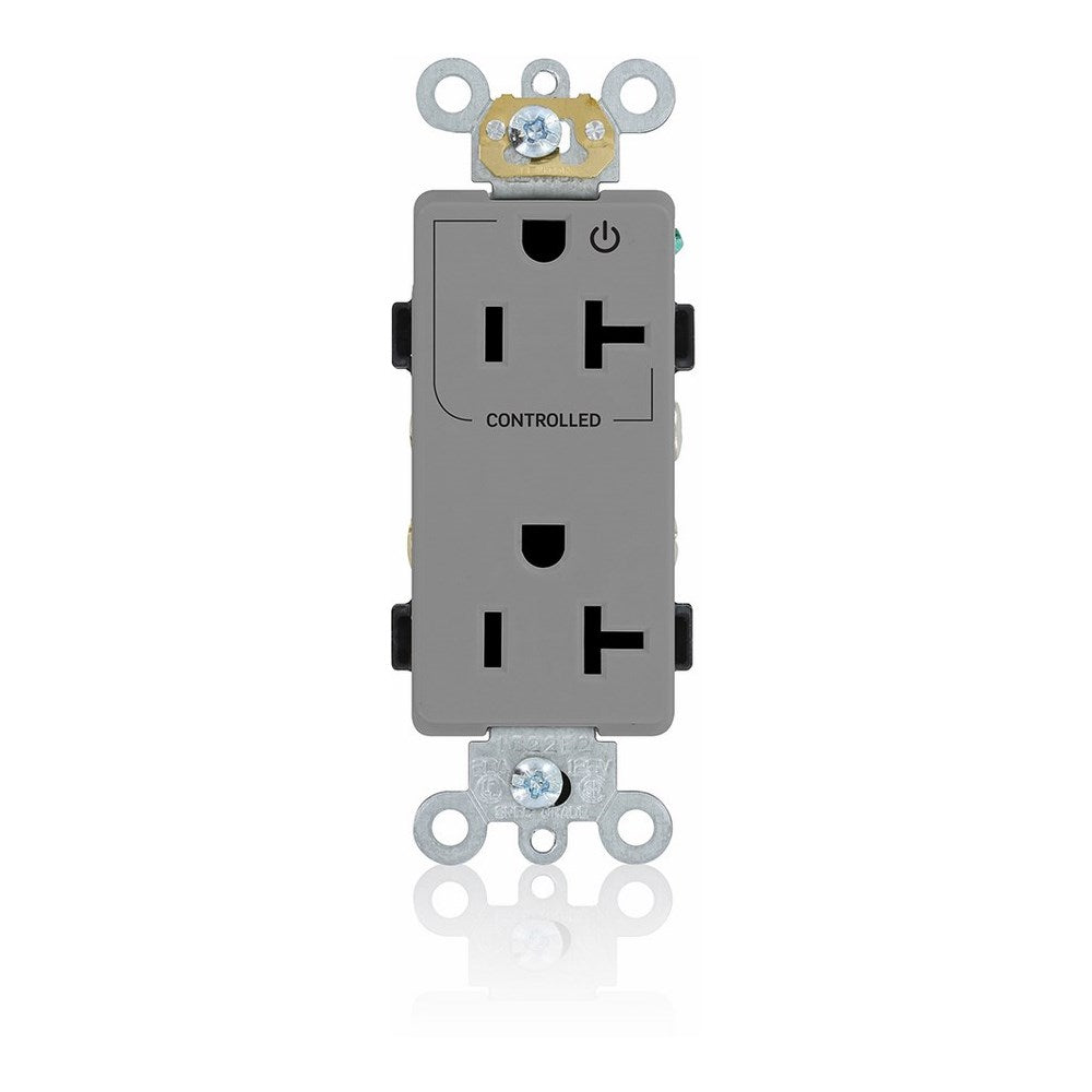 Leviton 16352-1PG 20A Decora Duplex Receptacle, 125V, 5-20R, Grey, Back and Side Wired, 1P Controlled Leviton 16352-1PG