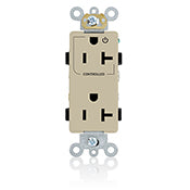 Leviton 16352-1PI 20A Decora Duplex Receptacle, 125V, 5-20R, Ivory, Back and Side Wired, 1P Controlled Leviton 16352-1PI