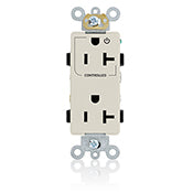 Leviton 16352-1PT 20A Decora Duplex Receptacle, 125V, 5-20R, Light Almond, Back and Side Wired, 1P Controlled Leviton 16352-1PT