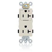 Leviton 16352-1PT 20A Decora Duplex Receptacle, 125V, 5-20R, Light Almond, Back and Side Wired, 1P Controlled Leviton 16352-1PT