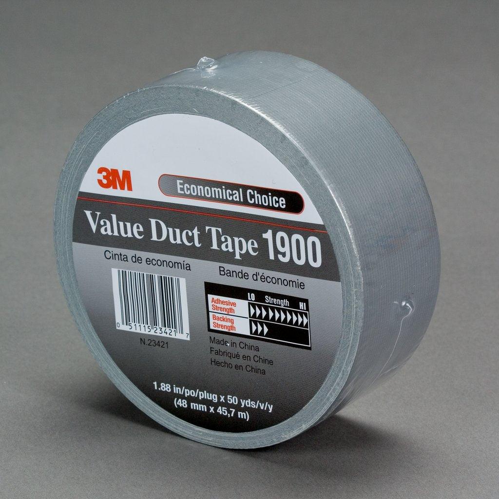 3M 1900-48mm Value Duct Tape, Silver, 1.88