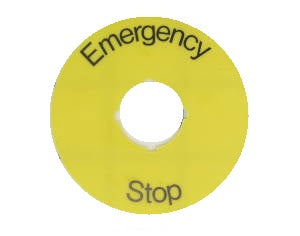 ABB 1SFA 616 915 R1005 22mm Legend Plate, Emergency Stop ABB 1SFA 616 915 R1005