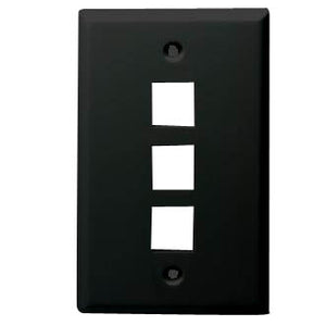 DataComm Electronics 20-3003-BK Wallplate, 1-Gang, 3-Port, Black DataComm Electronics 20-3003-BK