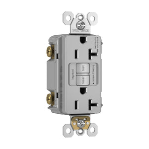 Pass & Seymour 2097-GRY Spec-Grade GFCI Receptacle, Self-Test, 20A, Gray Pass & Seymour 2097-GRY