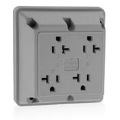 Leviton 21254-GY Receptacle, Straight Blade, 20A, 125V, 5-20R, Gray Leviton 21254-GY