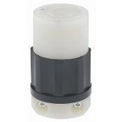 Leviton 2343 Locking Connector, 20A, 480V, NEMA L8-20R, Black/White Leviton 2343